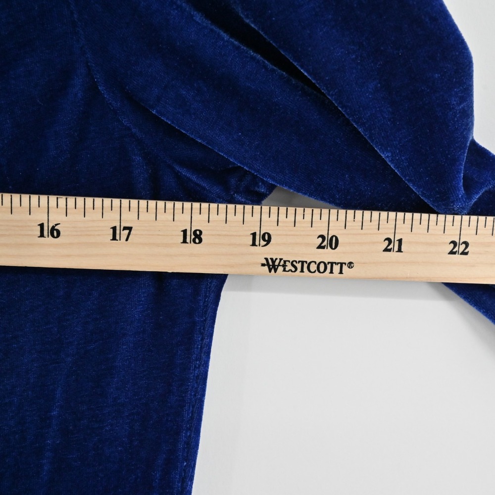Vtg Y2k Blue Velvet Dress Womens Size 38 Cowl Neck Velour Whimsigoth Holiday - Picture 4 of 14